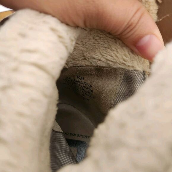 AK Sport Ankle Boots Womens US 8 Beige Suede Leather Faux Fur Warm Casual Lace - Picture 12 of 12